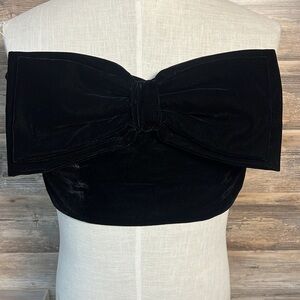 Forever 21 Plus Apparel Black Bow Velvet Tube Top NWT